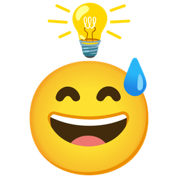 Light bulb and Grinning face with sweat