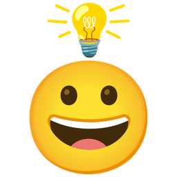 Light bulb and Grinning face