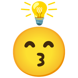 Light bulb and Kissing face with smiling eyes