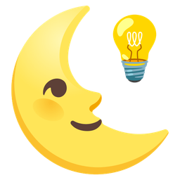 Light bulb and Last quarter moon face