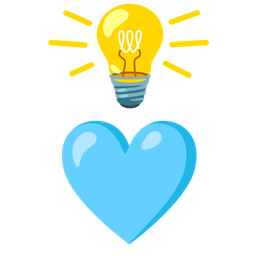 light bulb and light blue heart