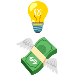 Light bulb and Money with wings