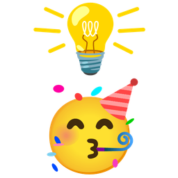 light bulb and partying face