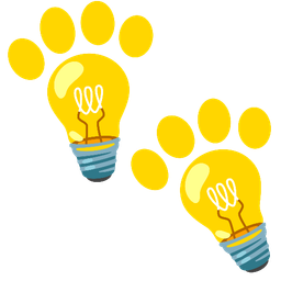 light bulb and paw prints