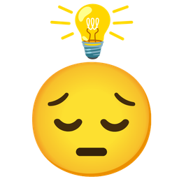 light bulb and pensive face