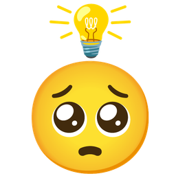 light bulb and pleading face