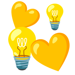 light bulb and revolving hearts