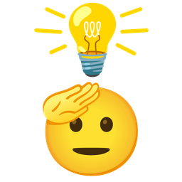 light bulb and saluting face