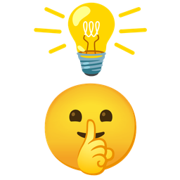 light bulb and shushing face