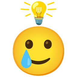 Light bulb and Smiling face with tear