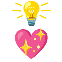 light bulb and sparkling heart