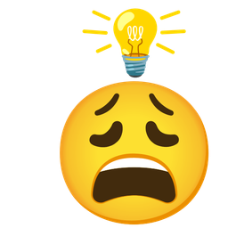 light bulb and weary face