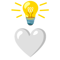 light bulb and white heart
