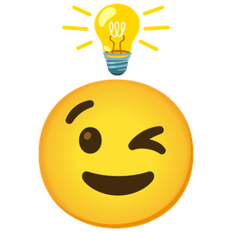 Light bulb and Winking face