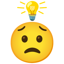 light bulb and worried face
