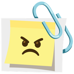 linked paperclips and angry face