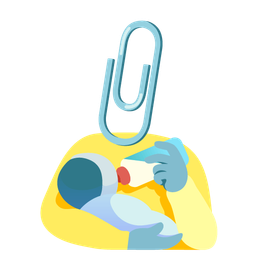 linked paperclips and baby bottle