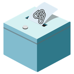 linked paperclips and ballot box with ballot