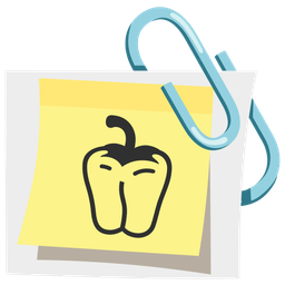 linked paperclips and bell pepper