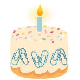 linked paperclips and birthday cake