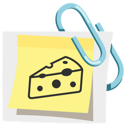 linked paperclips and cheese wedge