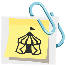 linked paperclips and circus tent