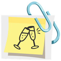 linked paperclips and clinking glasses