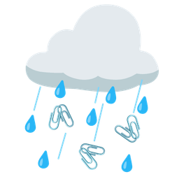 linked paperclips and cloud with rain