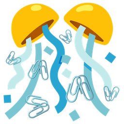 linked paperclips and confetti ball