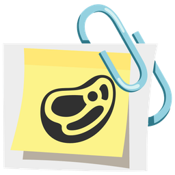 linked paperclips and cut of meat