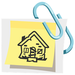 linked paperclips and derelict house