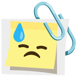 linked paperclips and downcast face with sweat