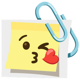 Linked paperclips and Face blowing a kiss