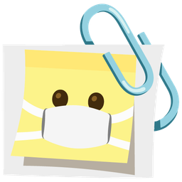 linked paperclips and face with medical mask