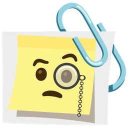 linked paperclips and face with monocle