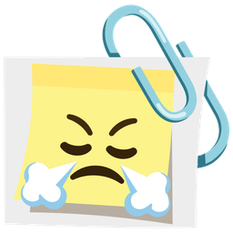 linked paperclips and face with steam from nose