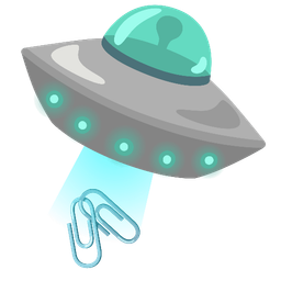 linked paperclips and flying saucer
