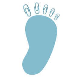 linked paperclips and footprints