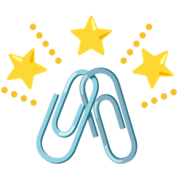 linked paperclips and glowing star