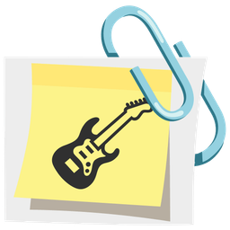 linked paperclips and guitar