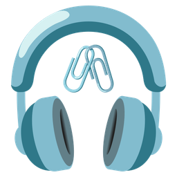 linked paperclips and headphone