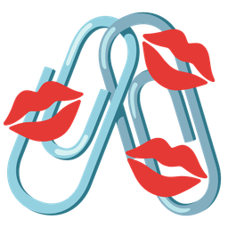 linked paperclips and kiss mark
