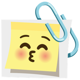 Linked paperclips and Kissing face with closed eyes