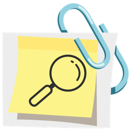 linked paperclips and magnifying glass tilted right