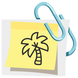 linked paperclips and palm tree