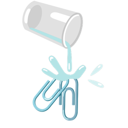 linked paperclips and pouring liquid