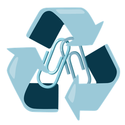 linked paperclips and recycling symbol