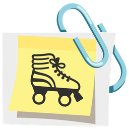 linked paperclips and roller skate