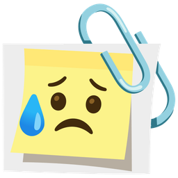 linked paperclips and sad but relieved face