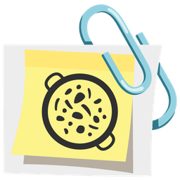 linked paperclips and shallow pan of food